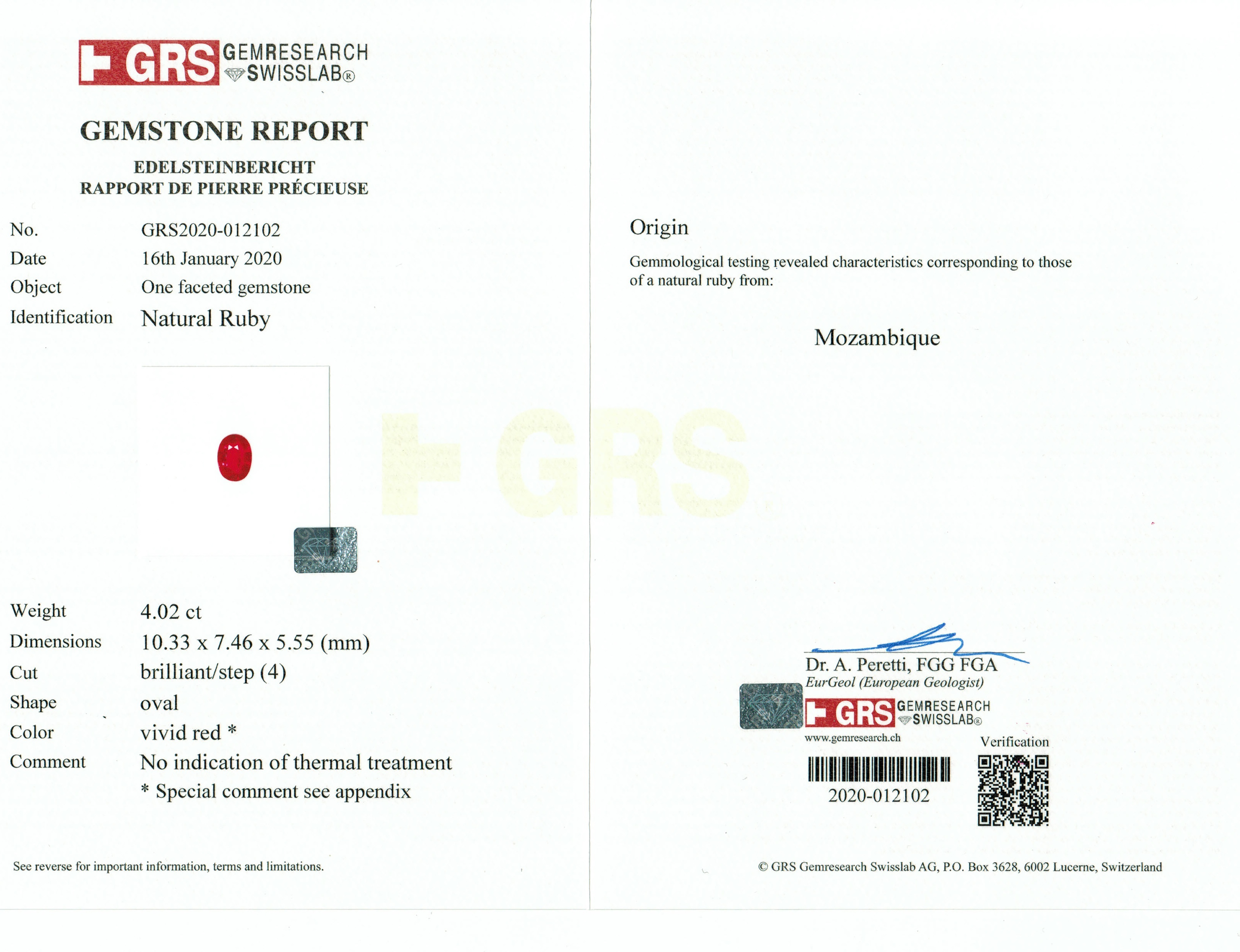 4.02 Ct. Ruby from Mozambique