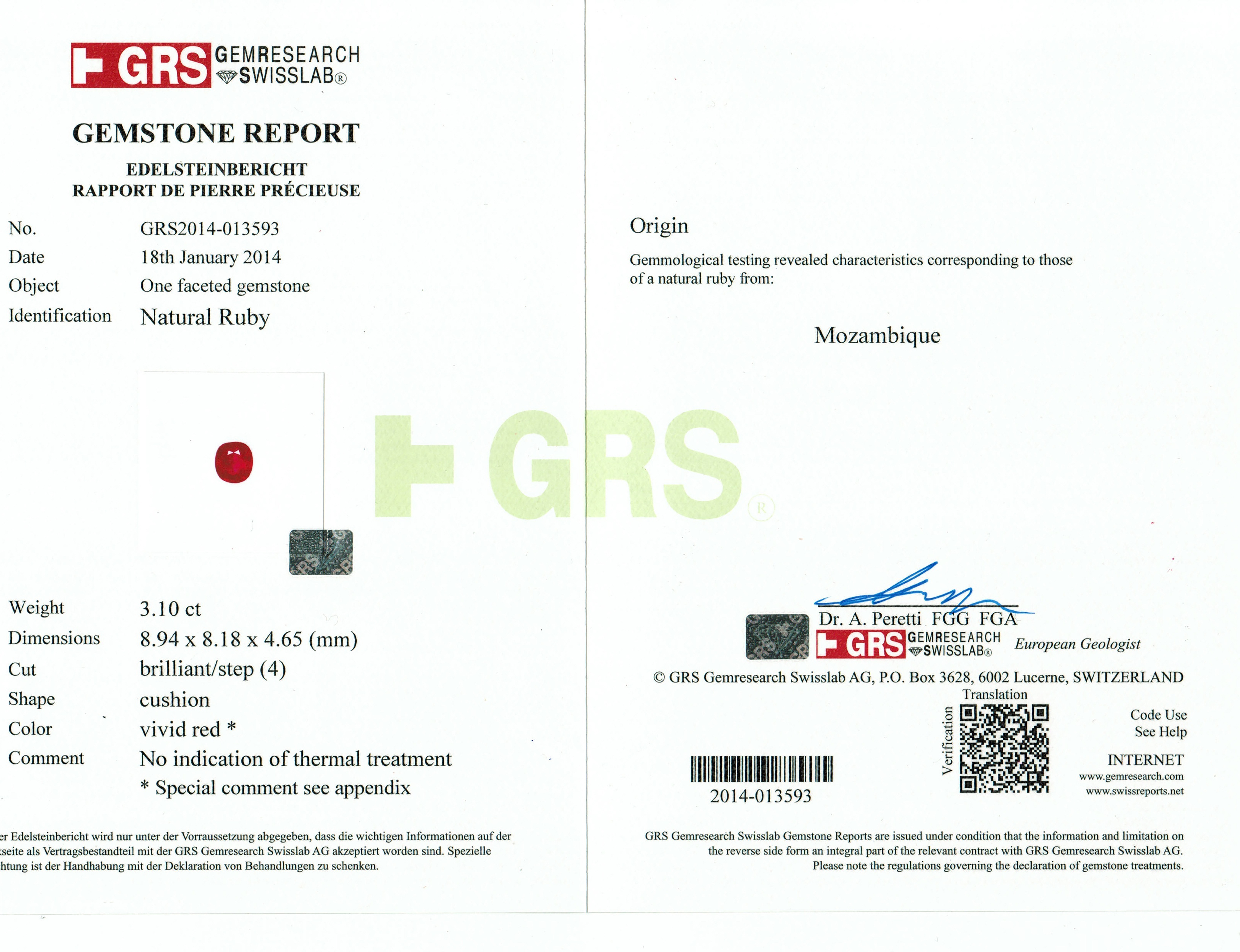 3.10 Ct. Ruby from Mozambique