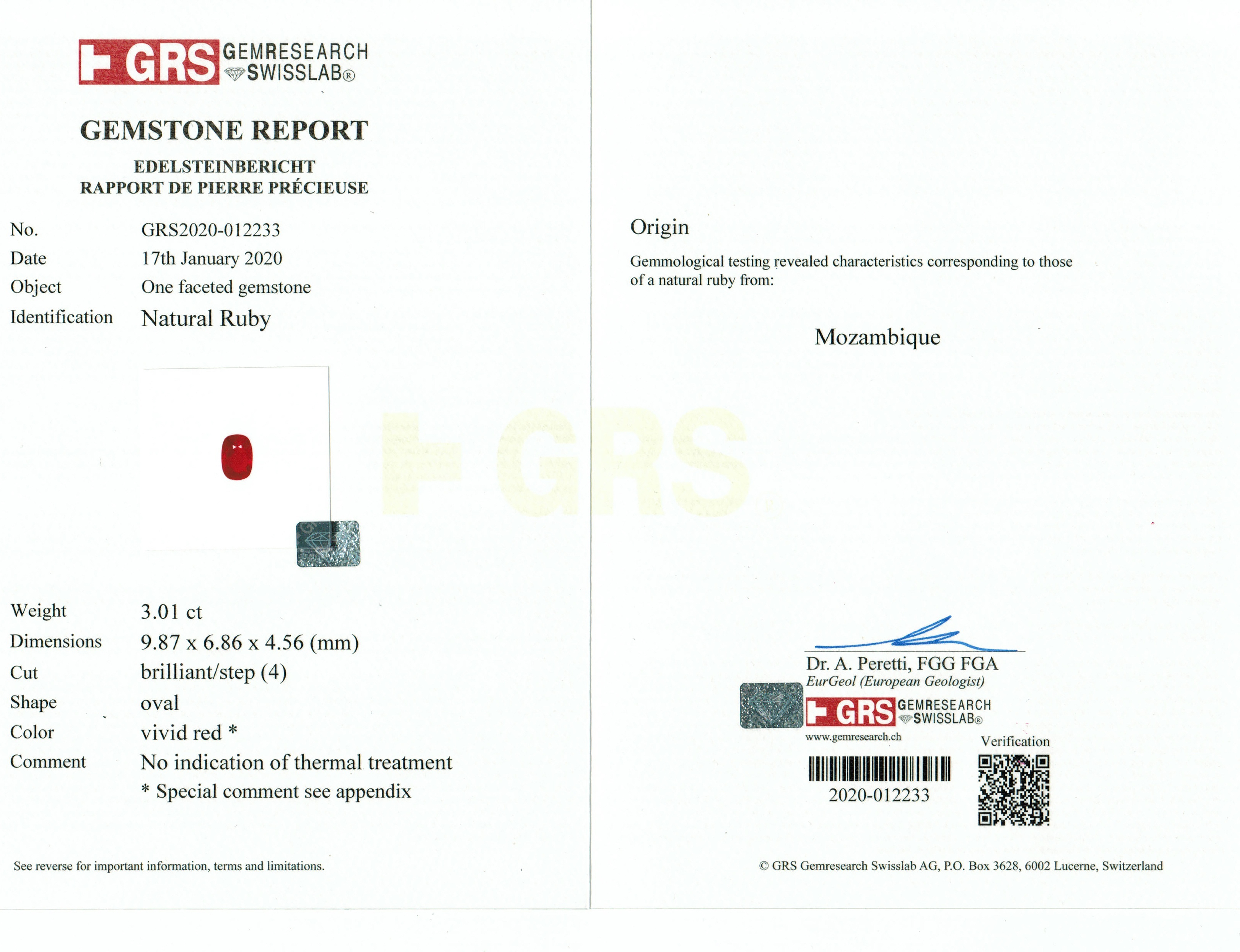 3.01 Ct. Ruby from Mozambique