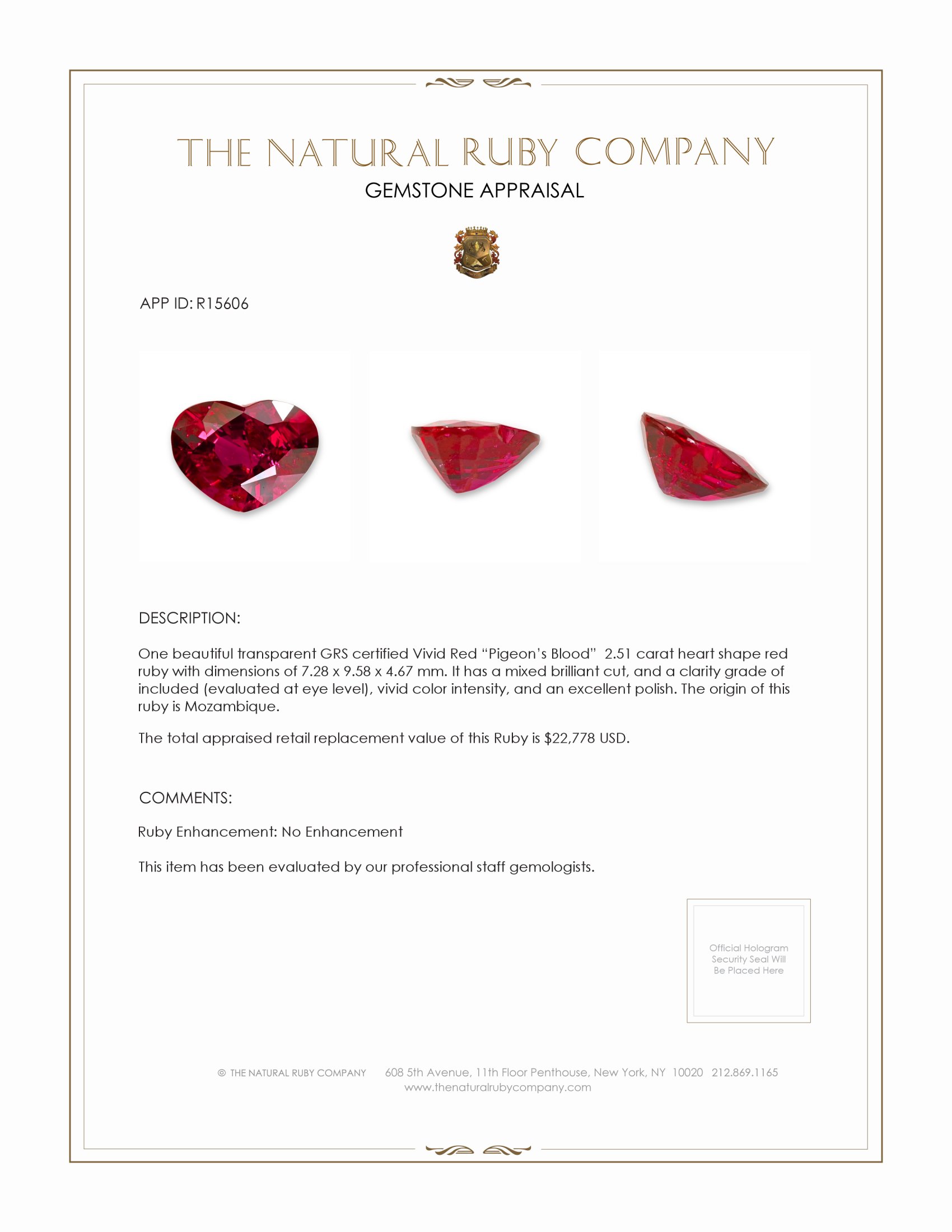 2.51 Ct. Ruby from Mozambique