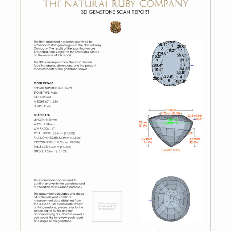 2.86 Ct. Ruby from Burma (Myanmar)