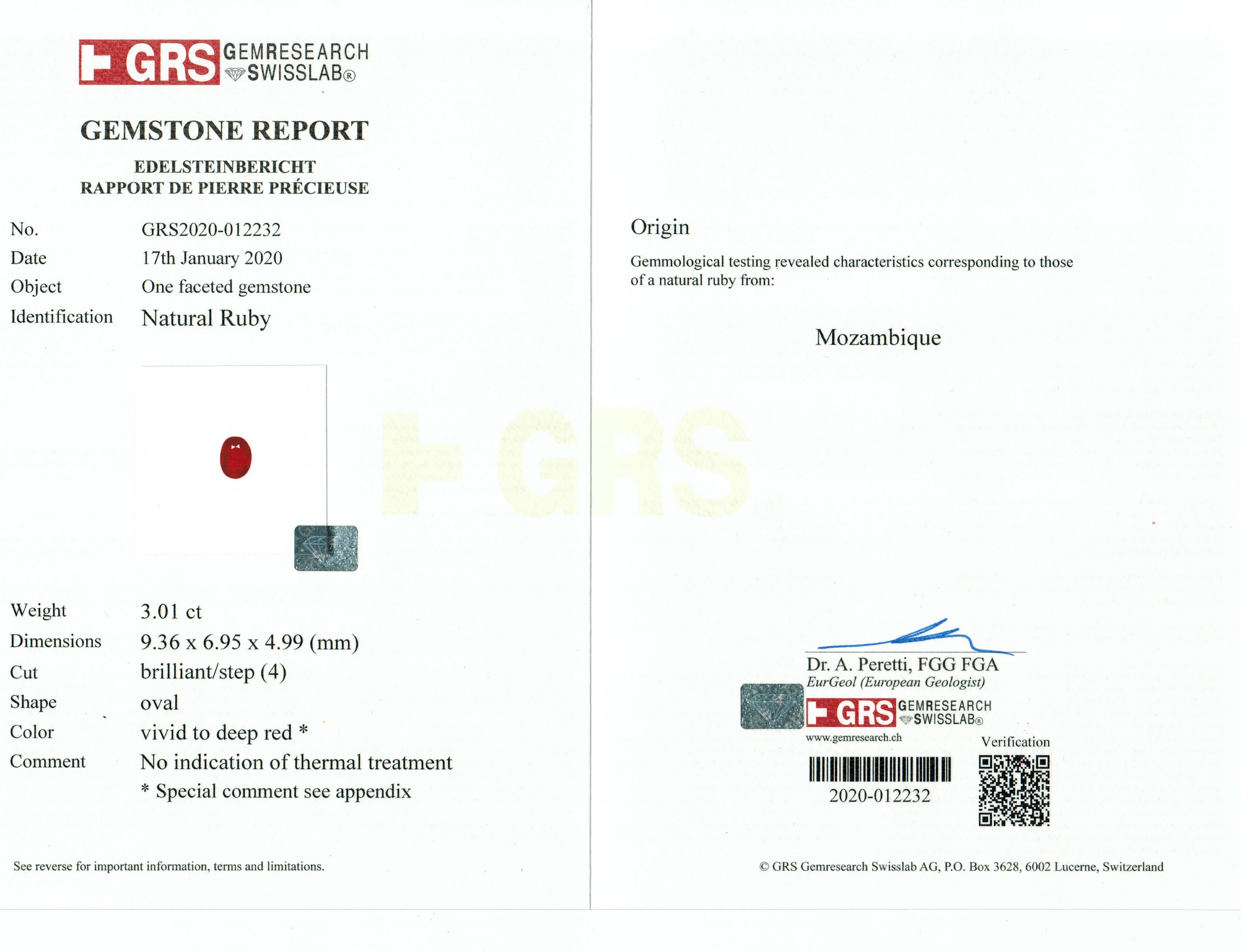 3.01 Ct. Ruby from Mozambique