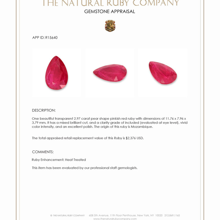 2.97 Ct. Ruby from Mozambique