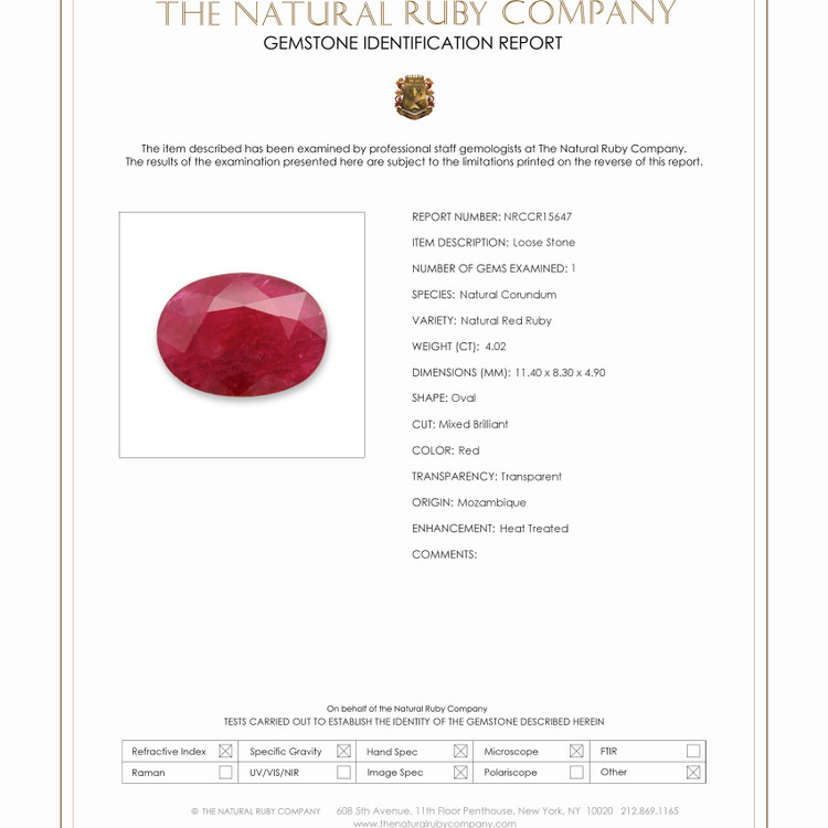 4.02 Ct. Ruby from Mozambique