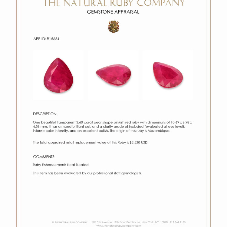 3.60 Ct. Ruby from Mozambique