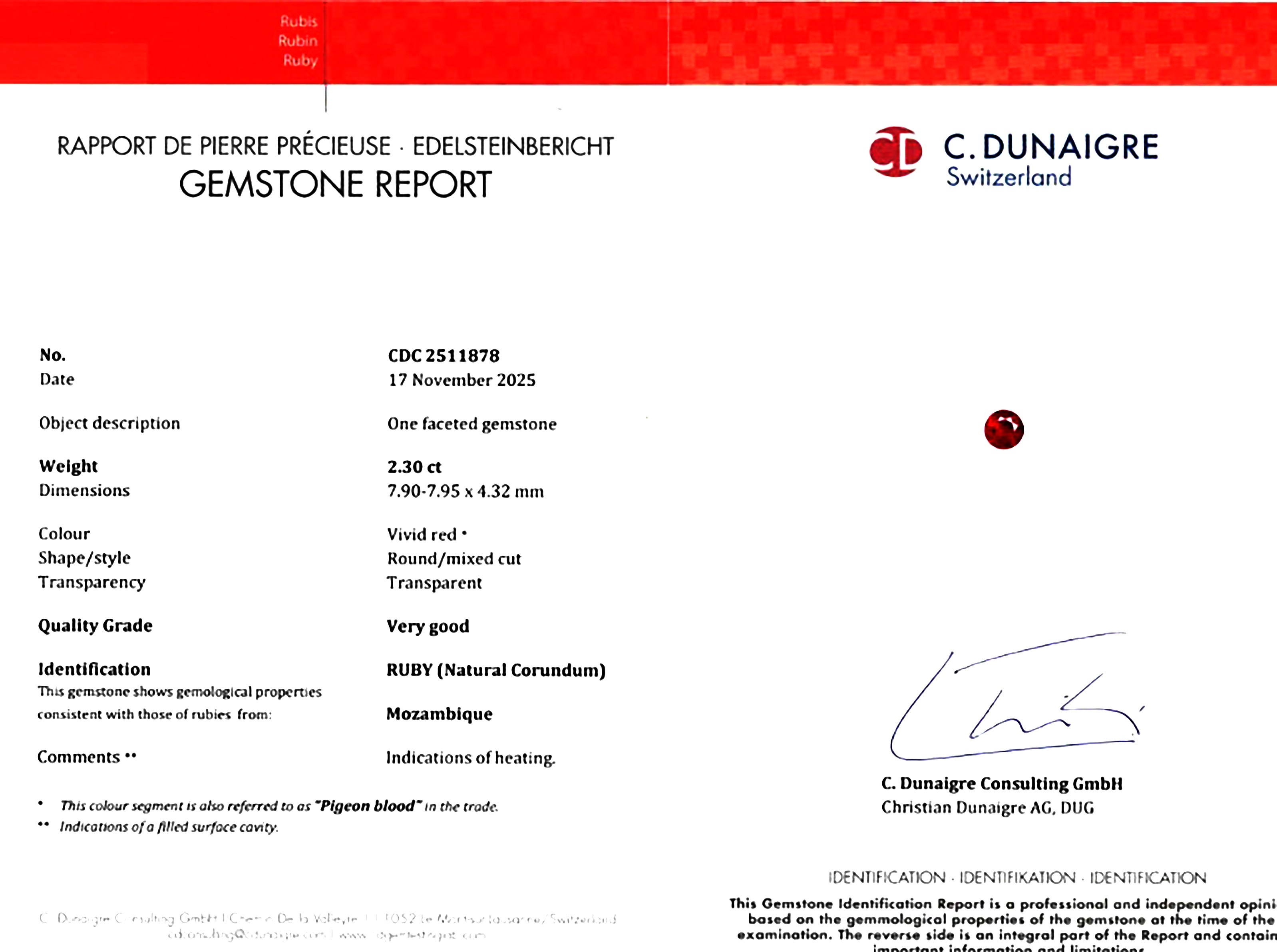 2.30 Ct. Ruby from Mozambique