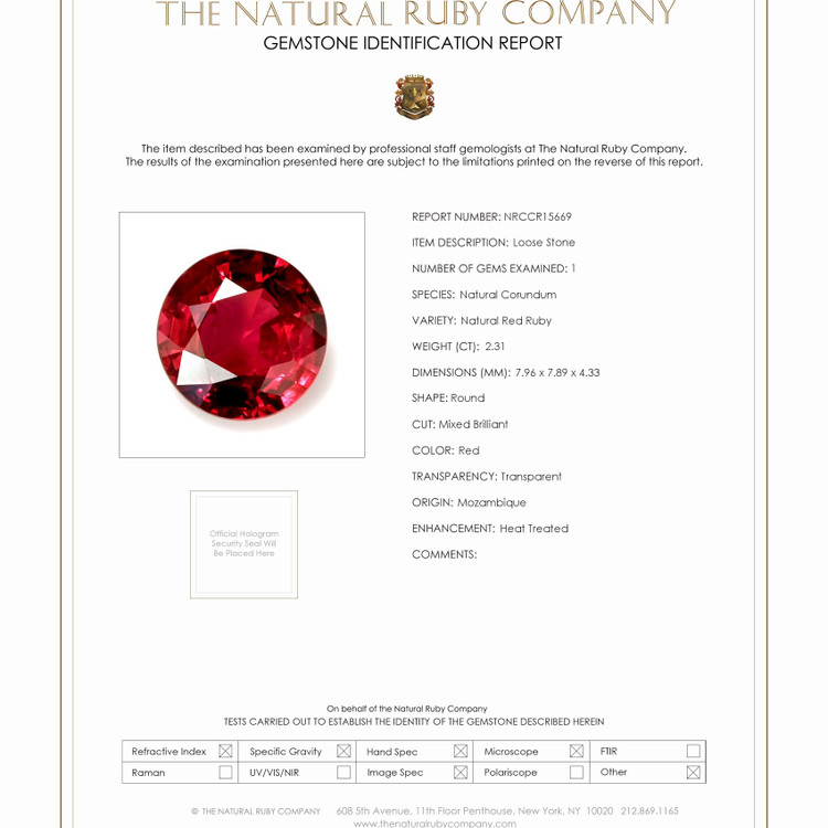 2.31 Ct. Ruby from Mozambique