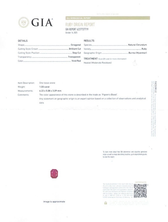 1.00 Ct. Ruby from Burma (Myanmar)