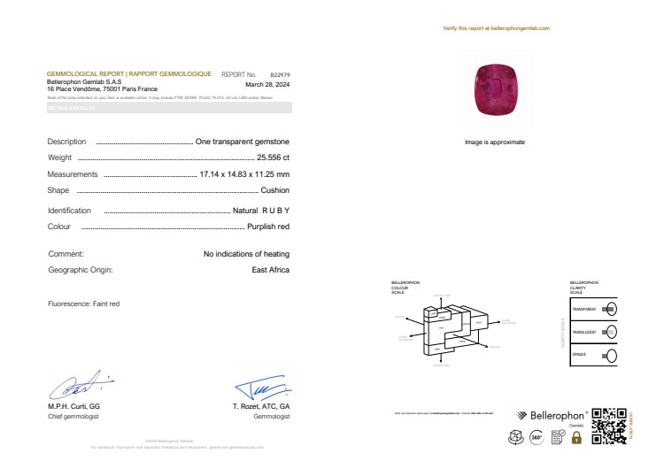25.55 Ct. Purplish Red Ruby from East Africa