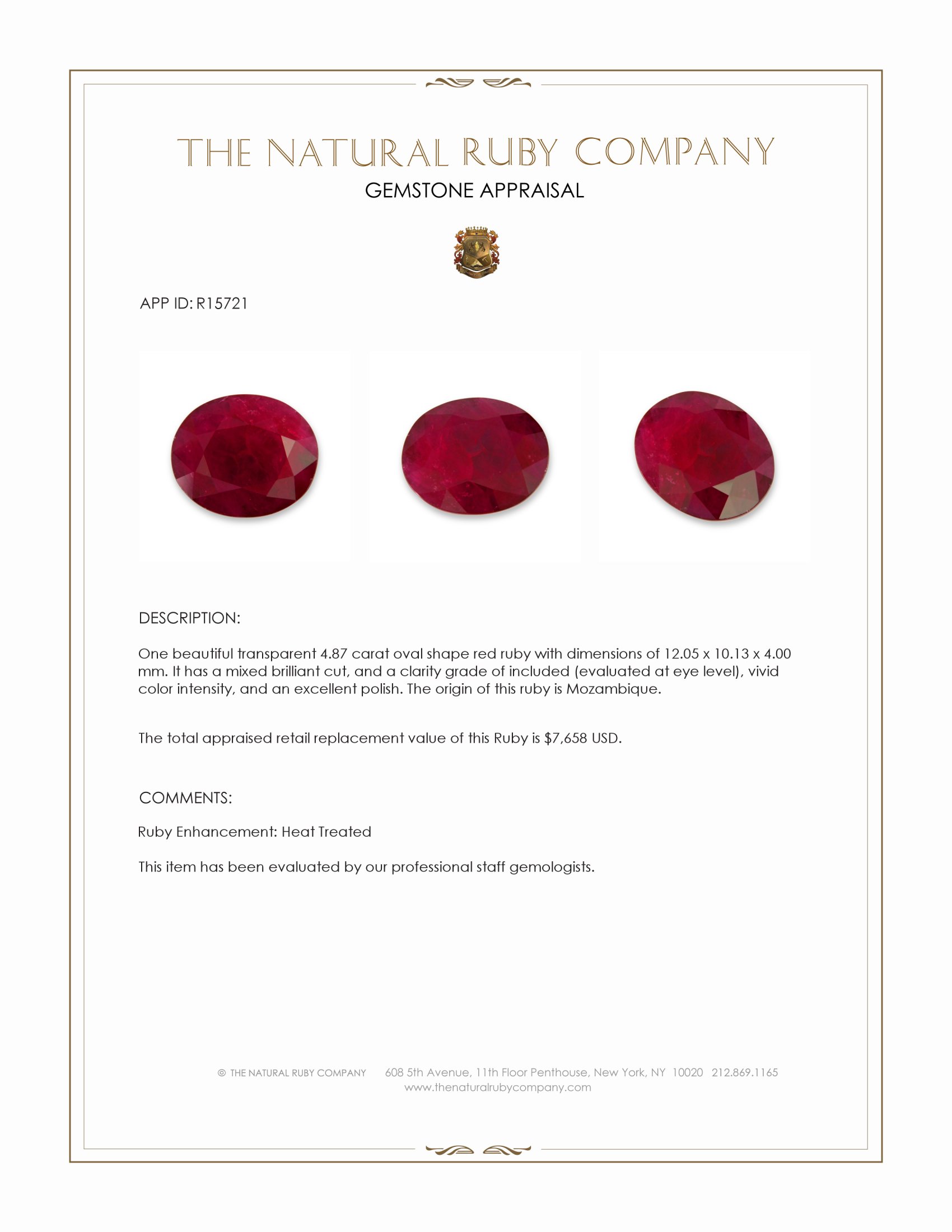 4.87 Ct. Ruby from Mozambique