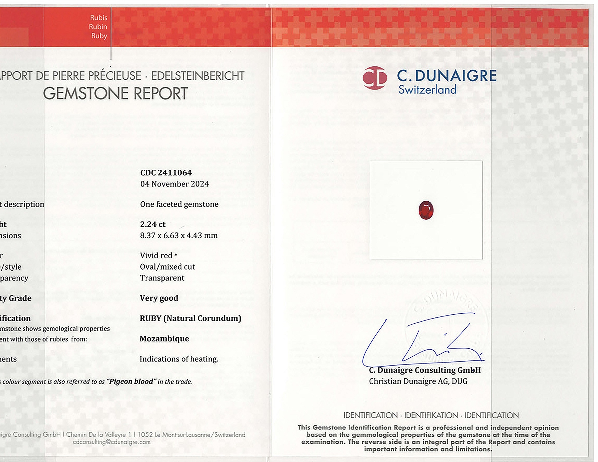 2.24 Ct. Ruby from Mozambique