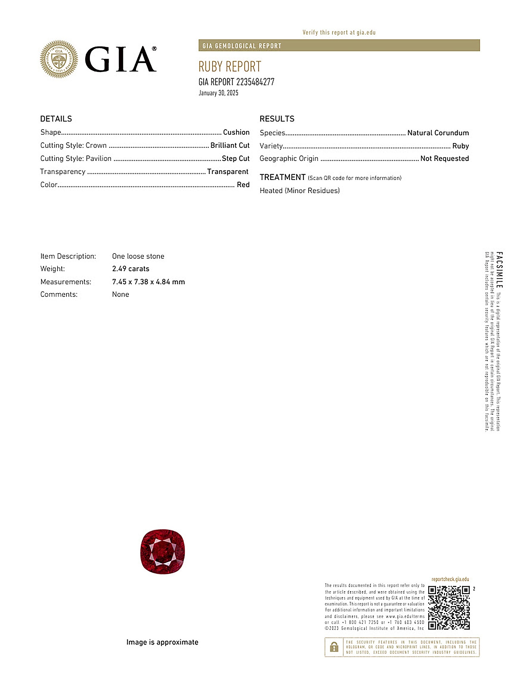 2.49 Ct. Ruby from Mozambique