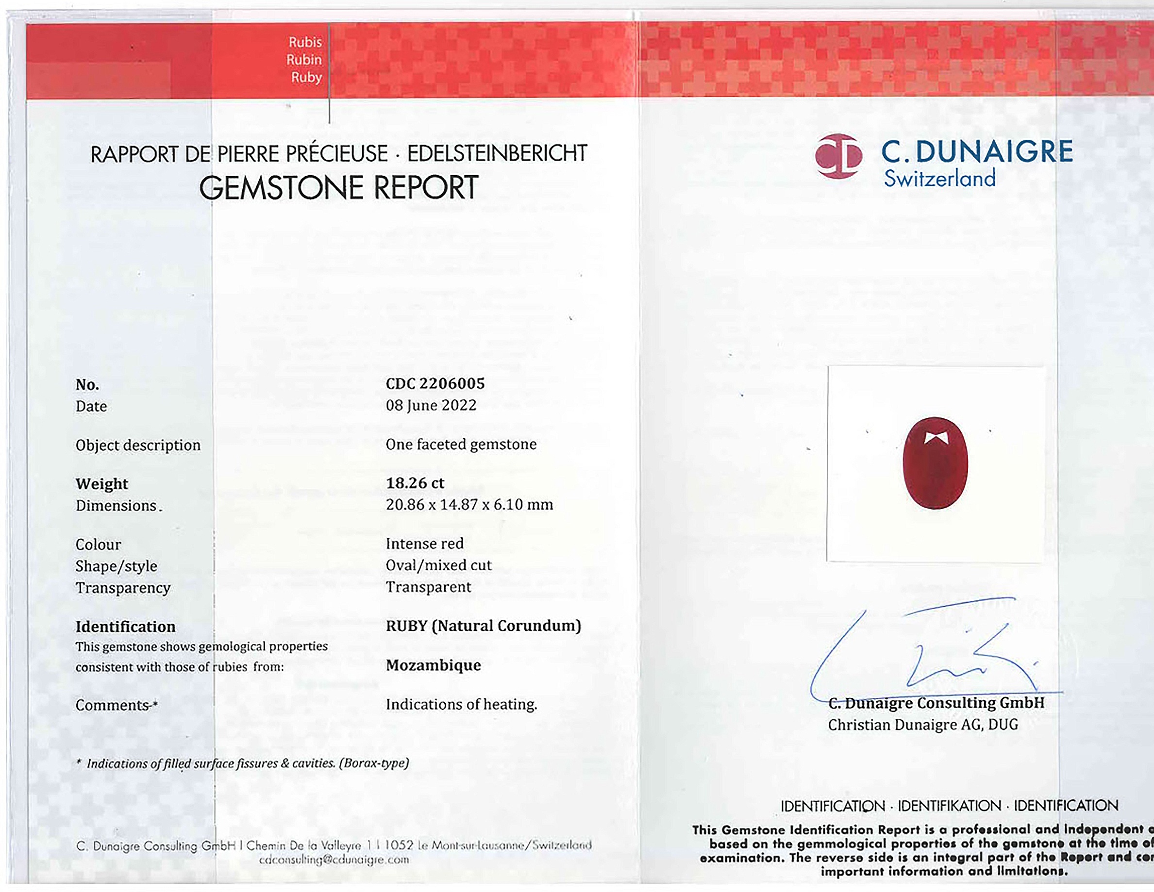 18.26 Ct. Ruby from Mozambique