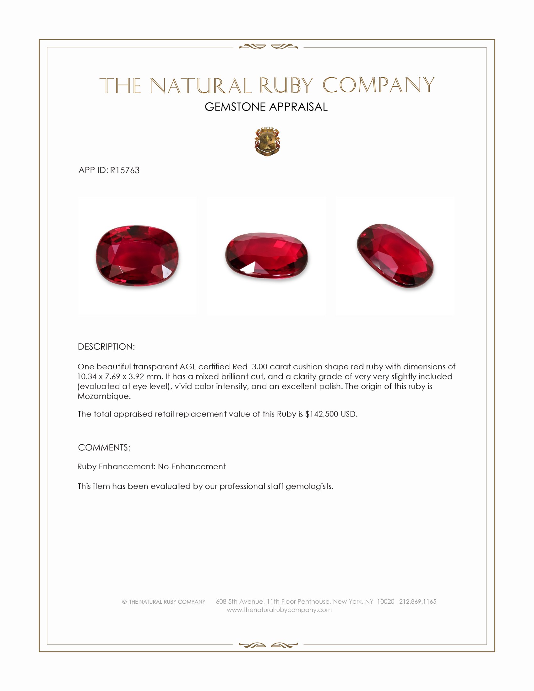 3.00 Ct. Ruby from Mozambique