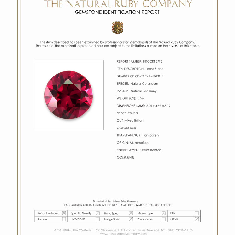 0.56 Ct. Ruby from Mozambique