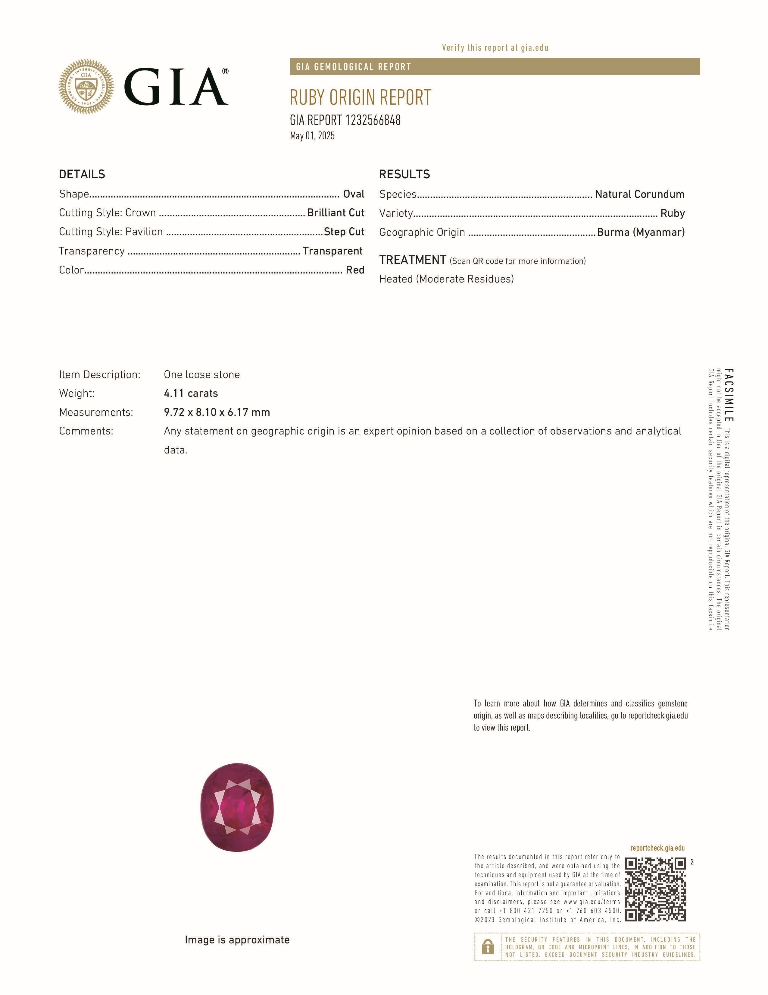 4.11 Ct. Ruby from Burma (Myanmar)