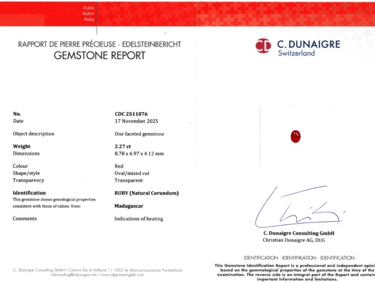 2.27 Ct. Ruby from Madagascar