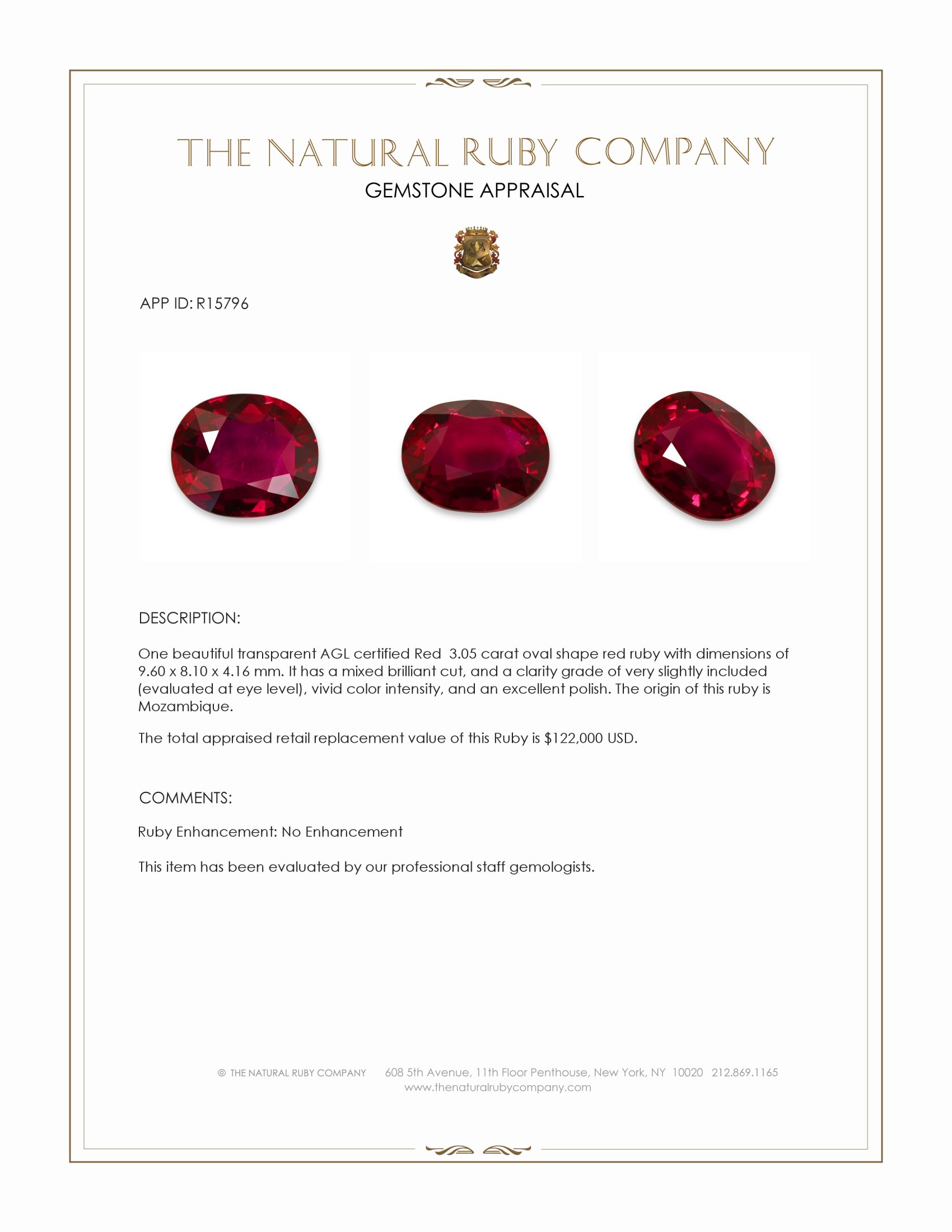 3.05 Ct. Ruby from Mozambique