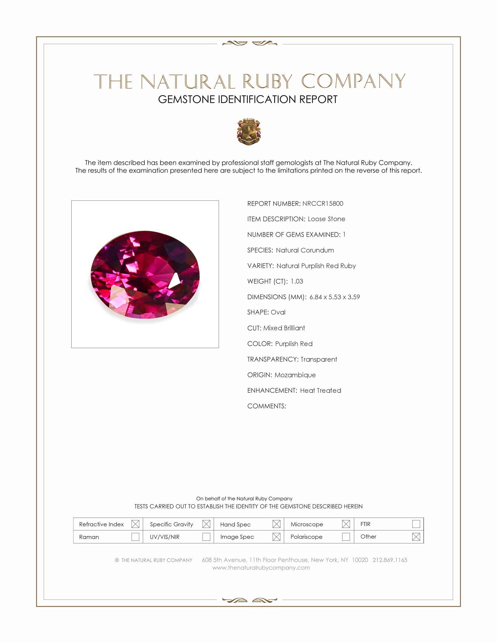 1.03 Ct. Ruby from Mozambique