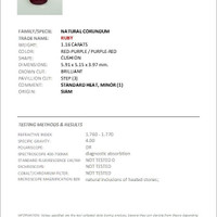 1.16 Ct. Purplish Red Ruby from Thailand Scan Report