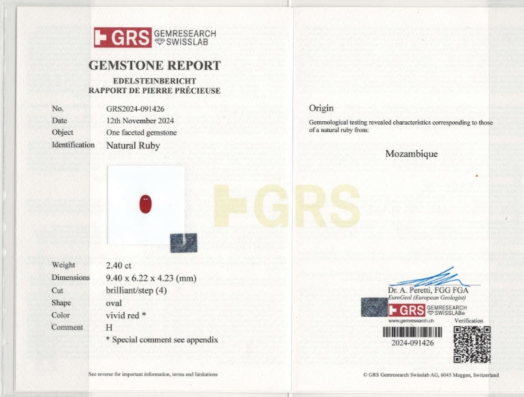 2.40 Ct. Ruby from Mozambique