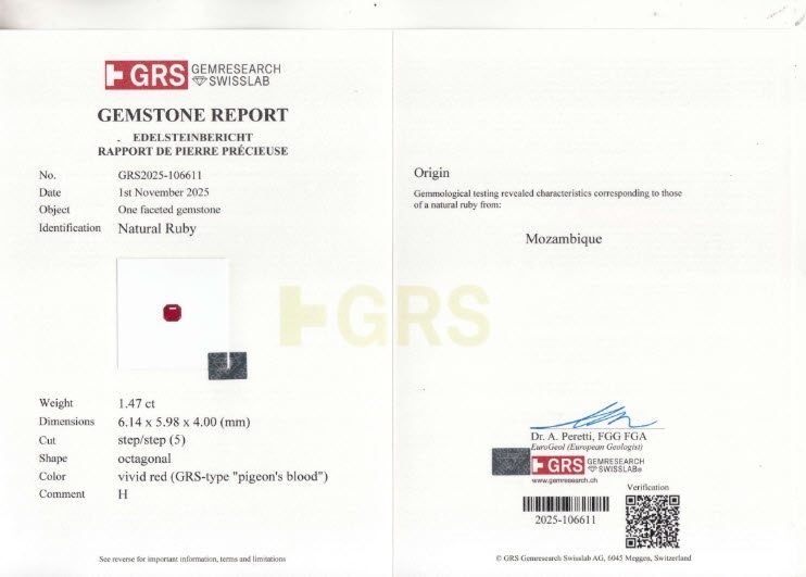 1.47 Ct. Ruby from Mozambique