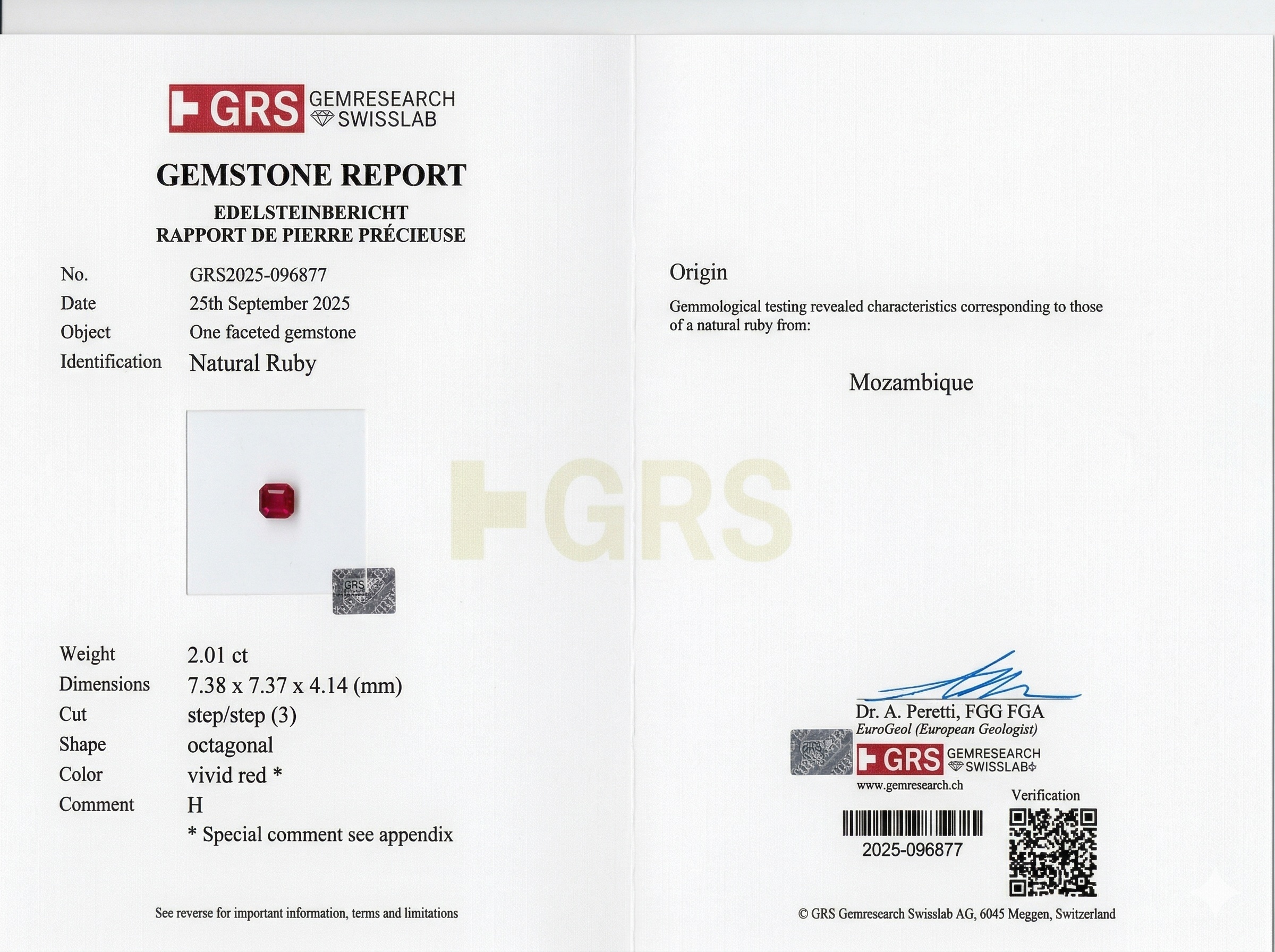 2.01 Ct. Ruby from Mozambique