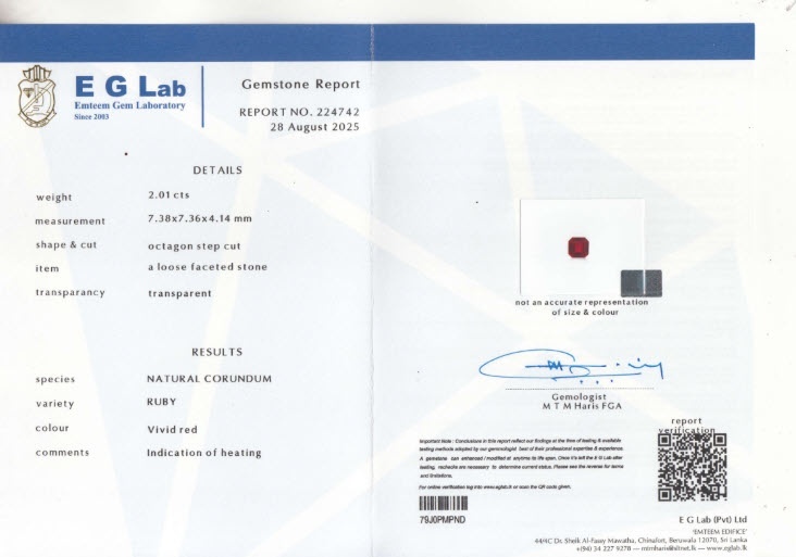 2.01 Ct. Ruby from Mozambique