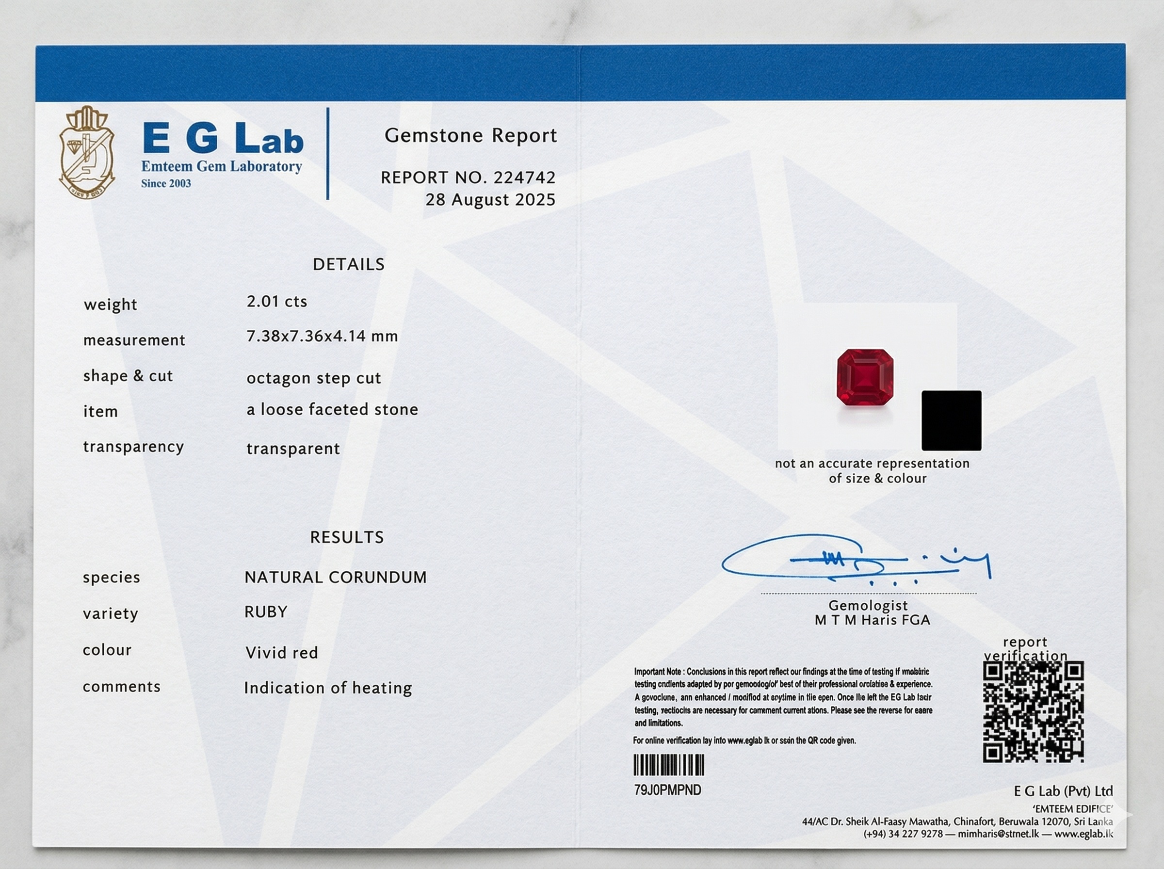 2.01 Ct. Ruby from Mozambique