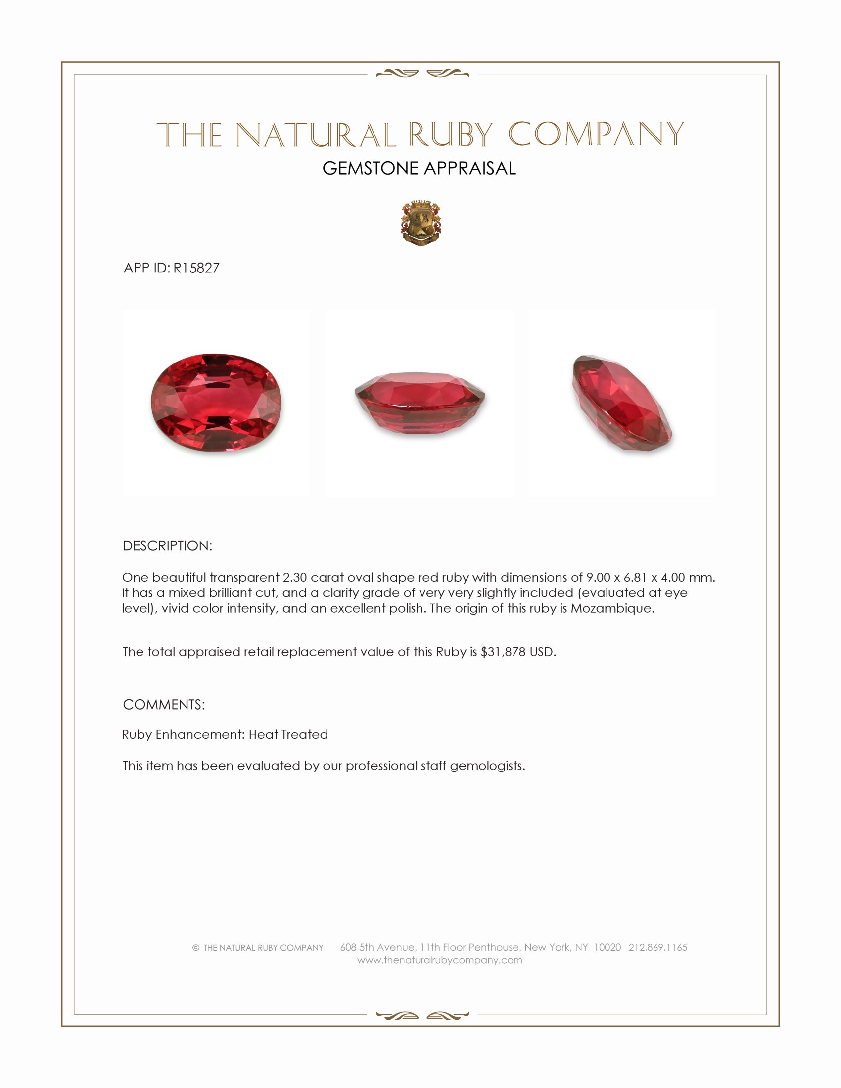 2.30 Ct. Ruby from Mozambique