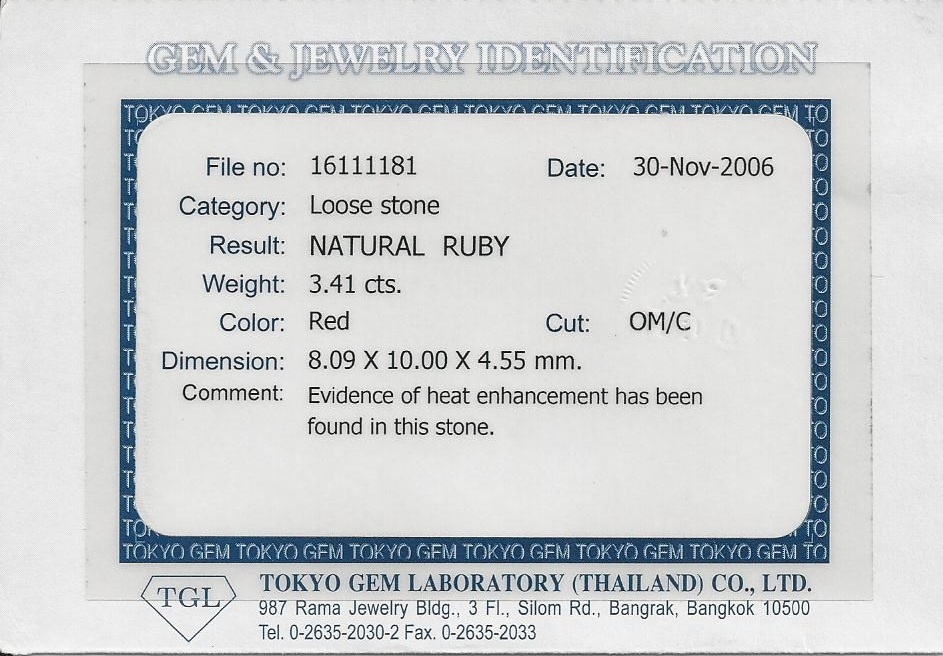 3.41 Ct. Ruby from Mozambique