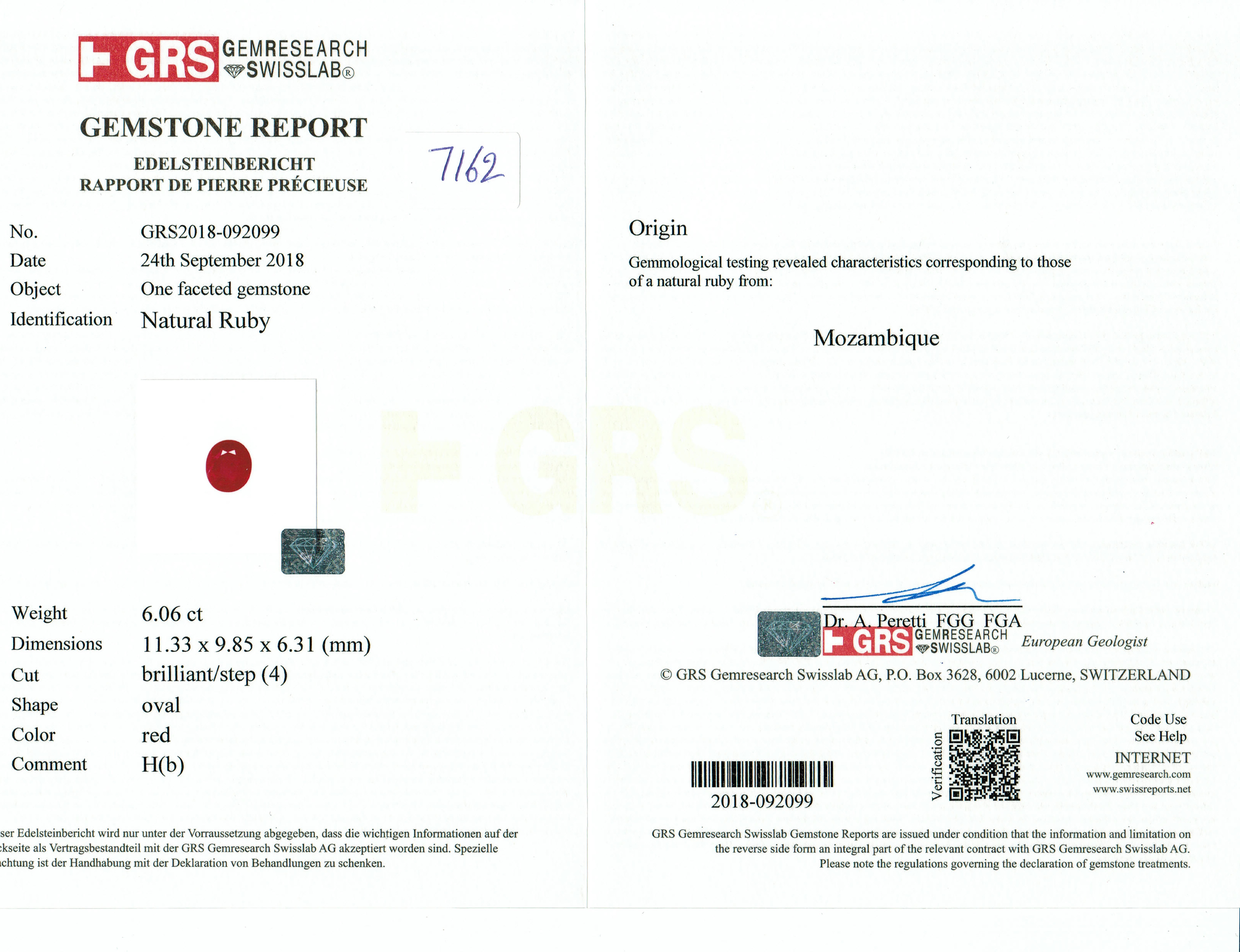 6.06 Ct. Ruby from Mozambique