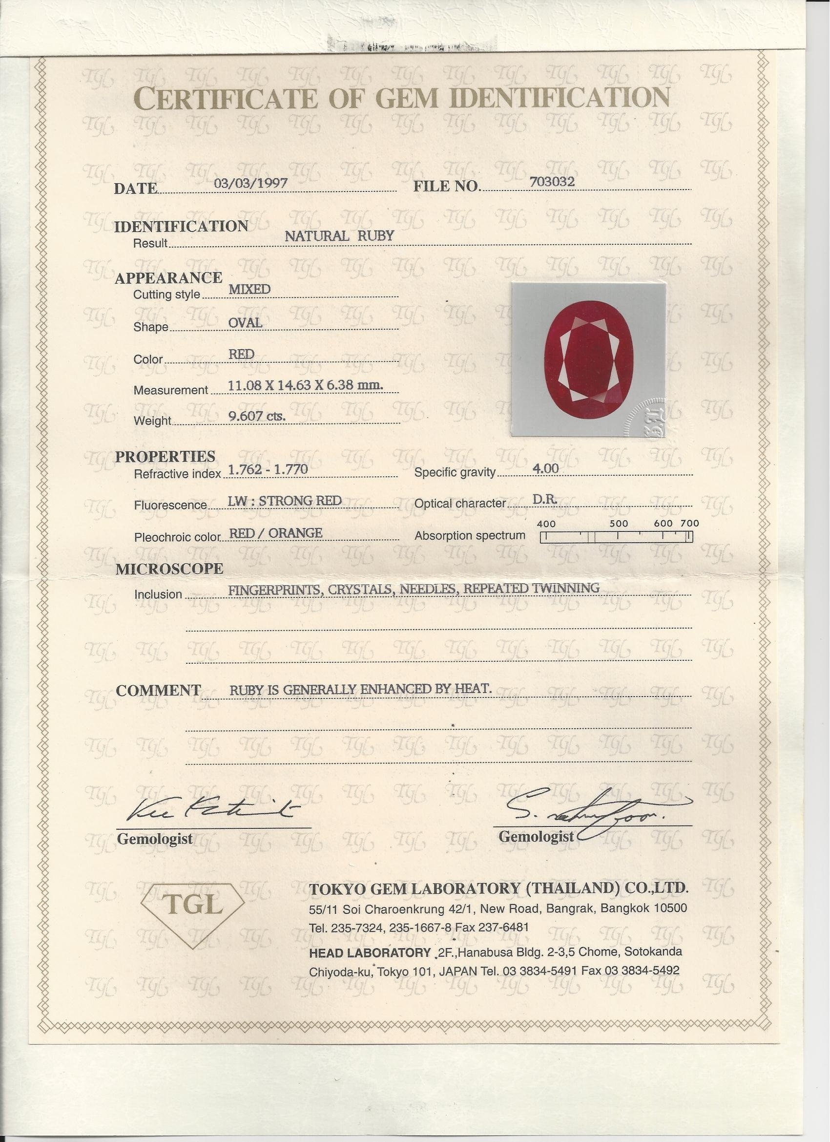 9.60 Ct. Ruby from Burma (Myanmar)