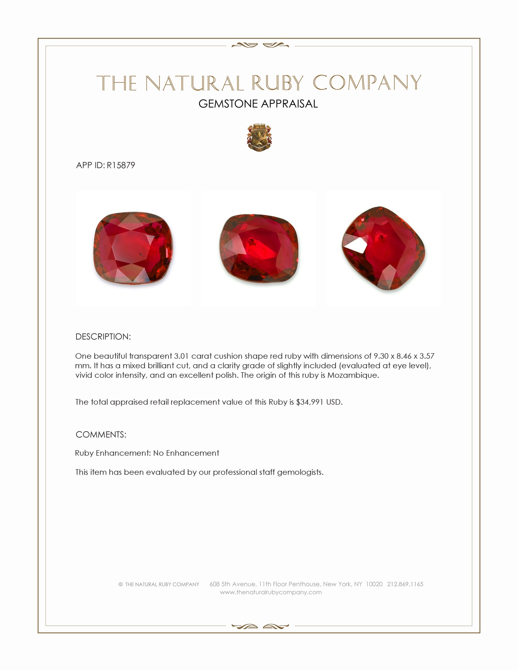 3.01 Ct. Ruby from Mozambique