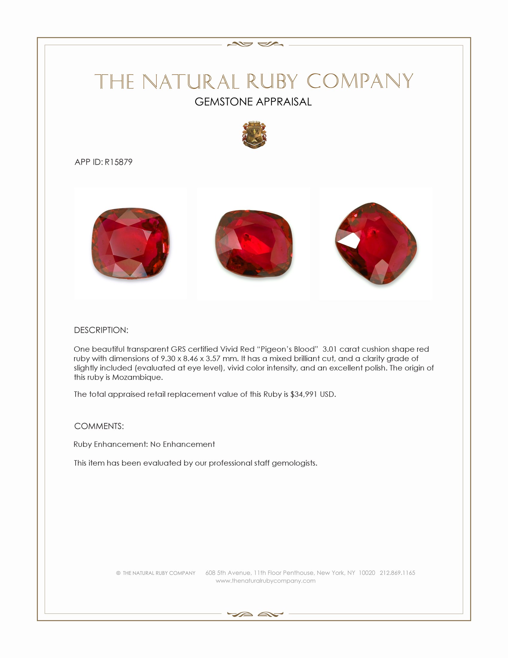 3.01 Ct. Ruby from Mozambique