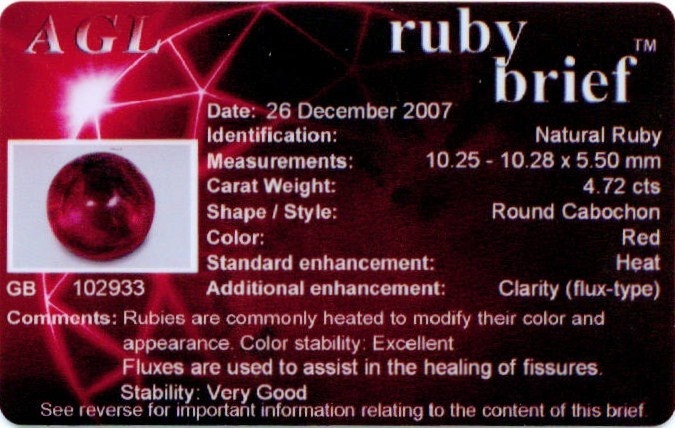 4.72 Ct. Cabochon Ruby from Mozambique