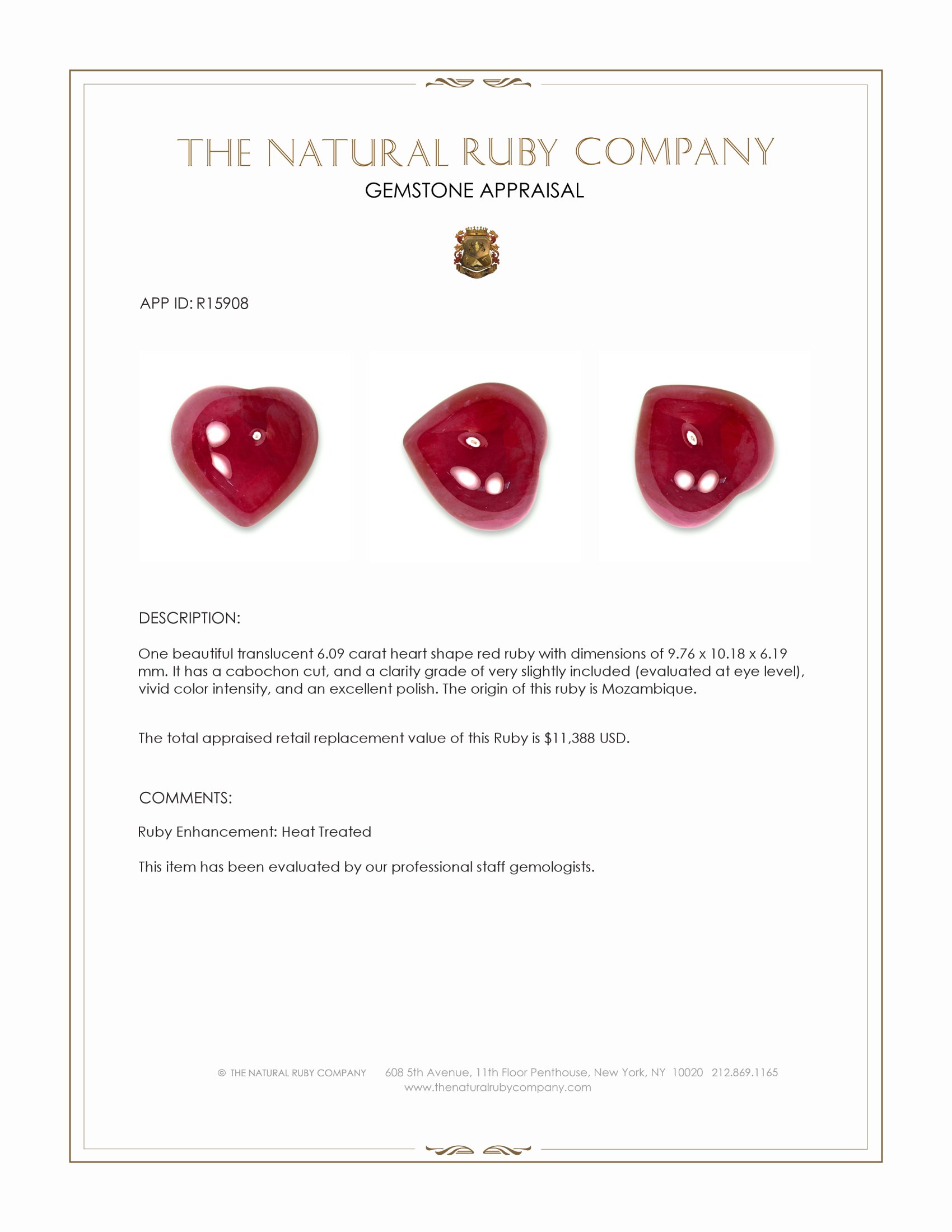 6.09 Ct. Cabochon Ruby from Mozambique