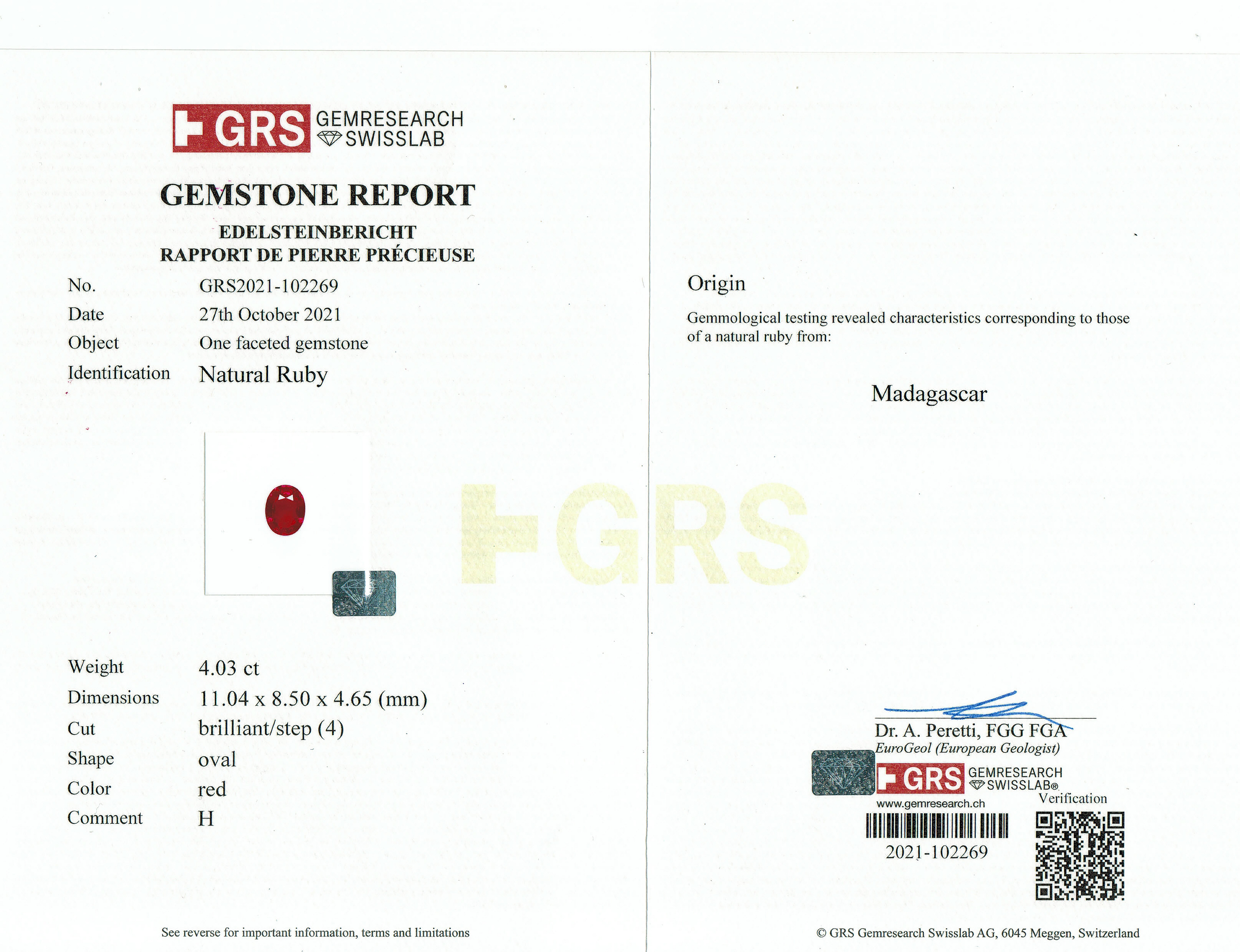 4.03 Ct. Ruby from Mozambique