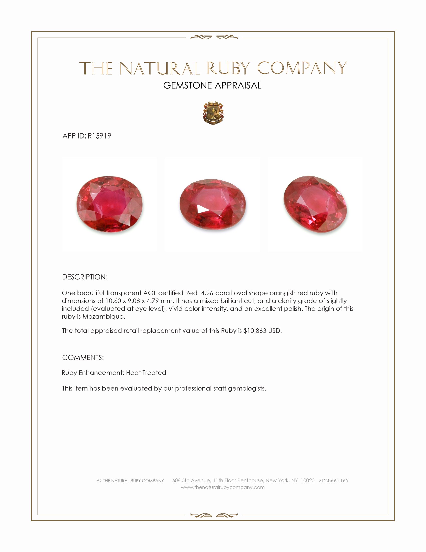 4.26 Ct. Ruby from Mozambique