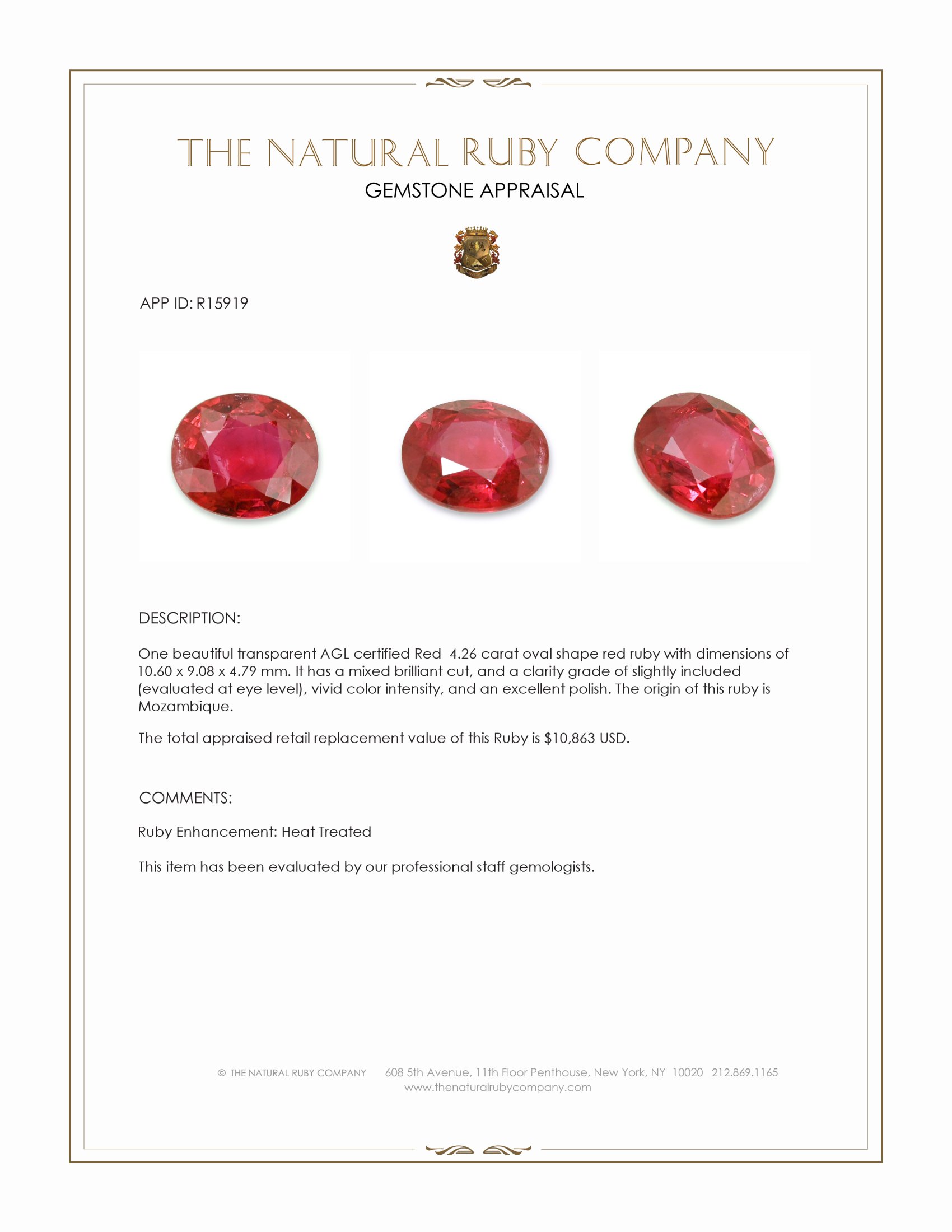 4.26 Ct. Ruby from Mozambique