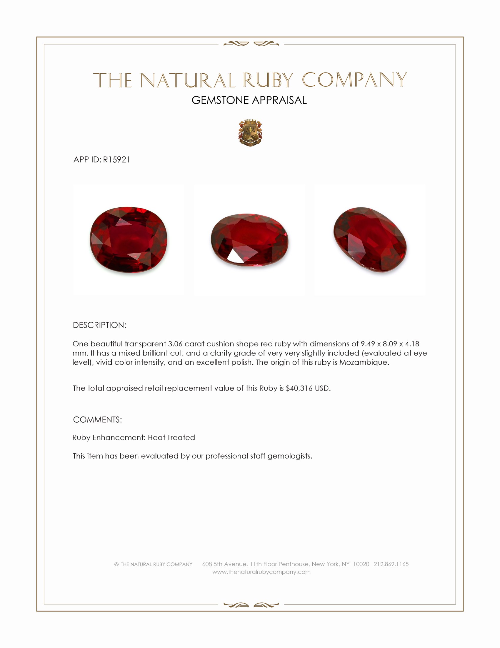 3.07 Ct. Ruby from Mozambique
