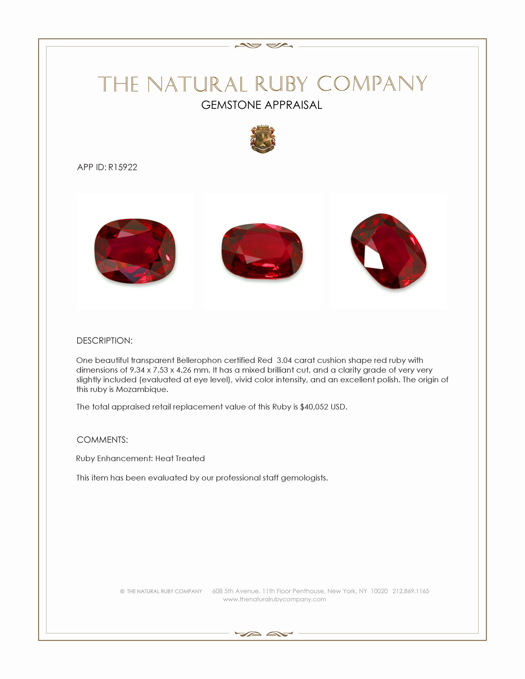 3.04 Ct. Ruby from Mozambique