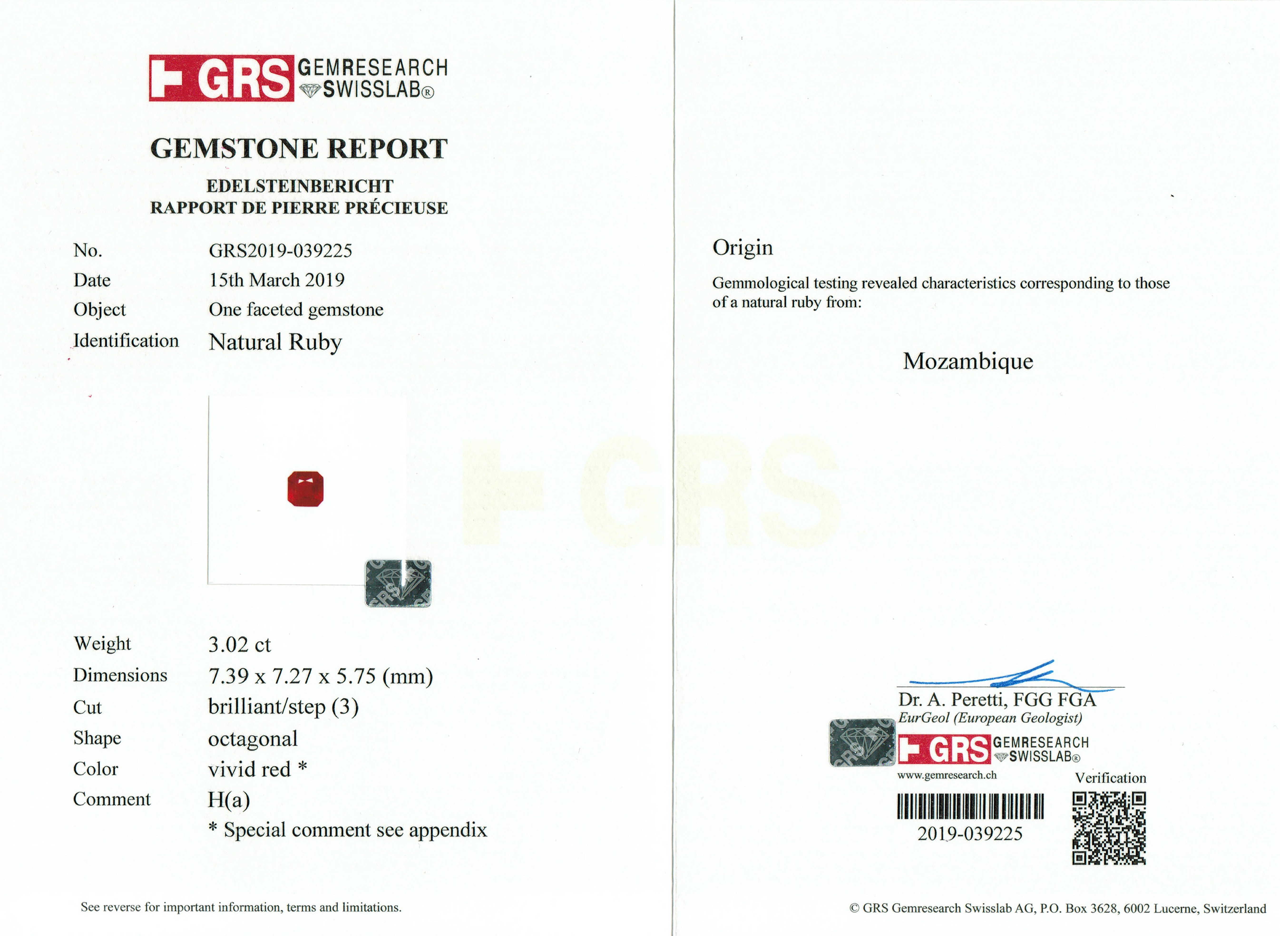 3.02 Ct. Ruby from Mozambique