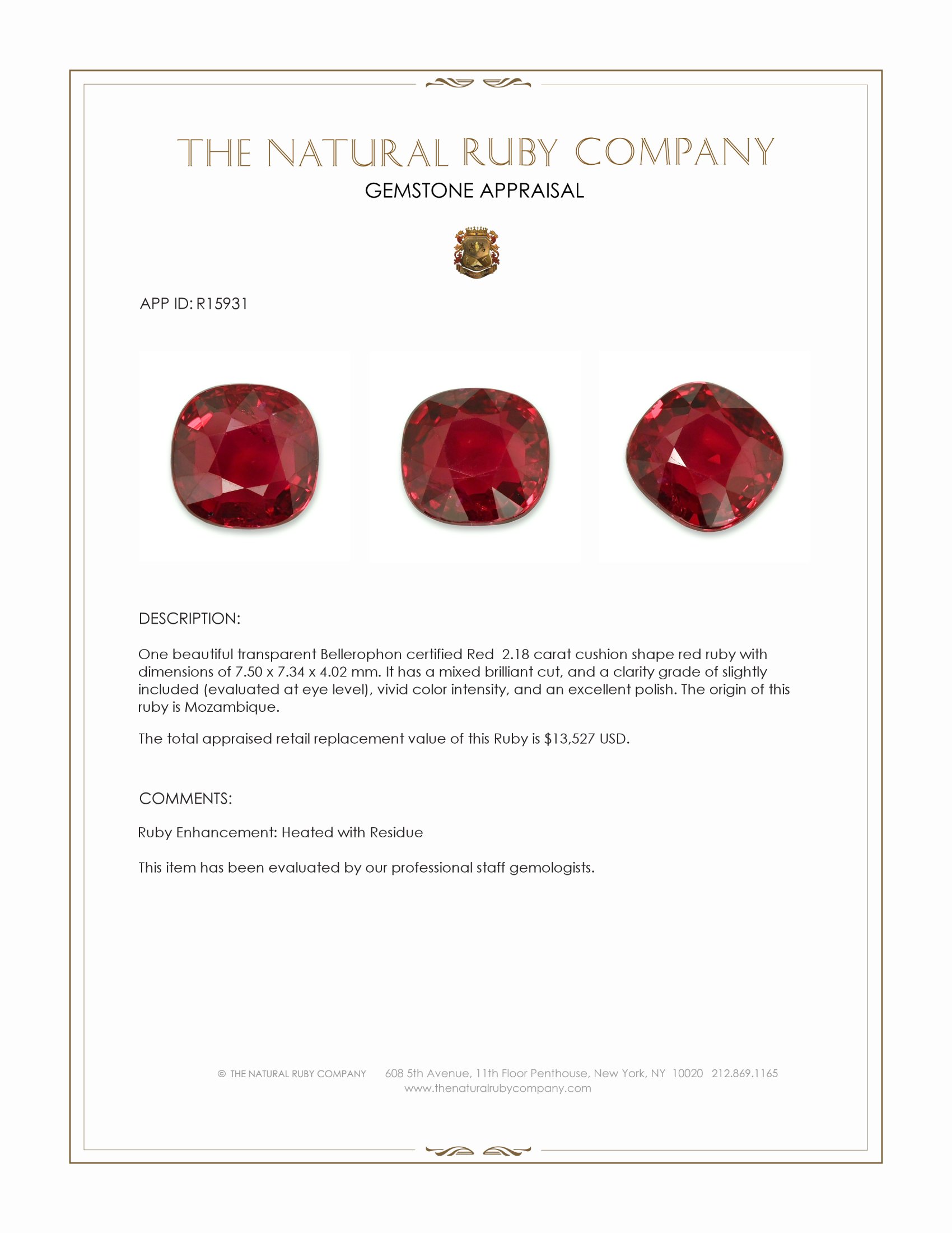 2.18 Ct. Ruby from Mozambique