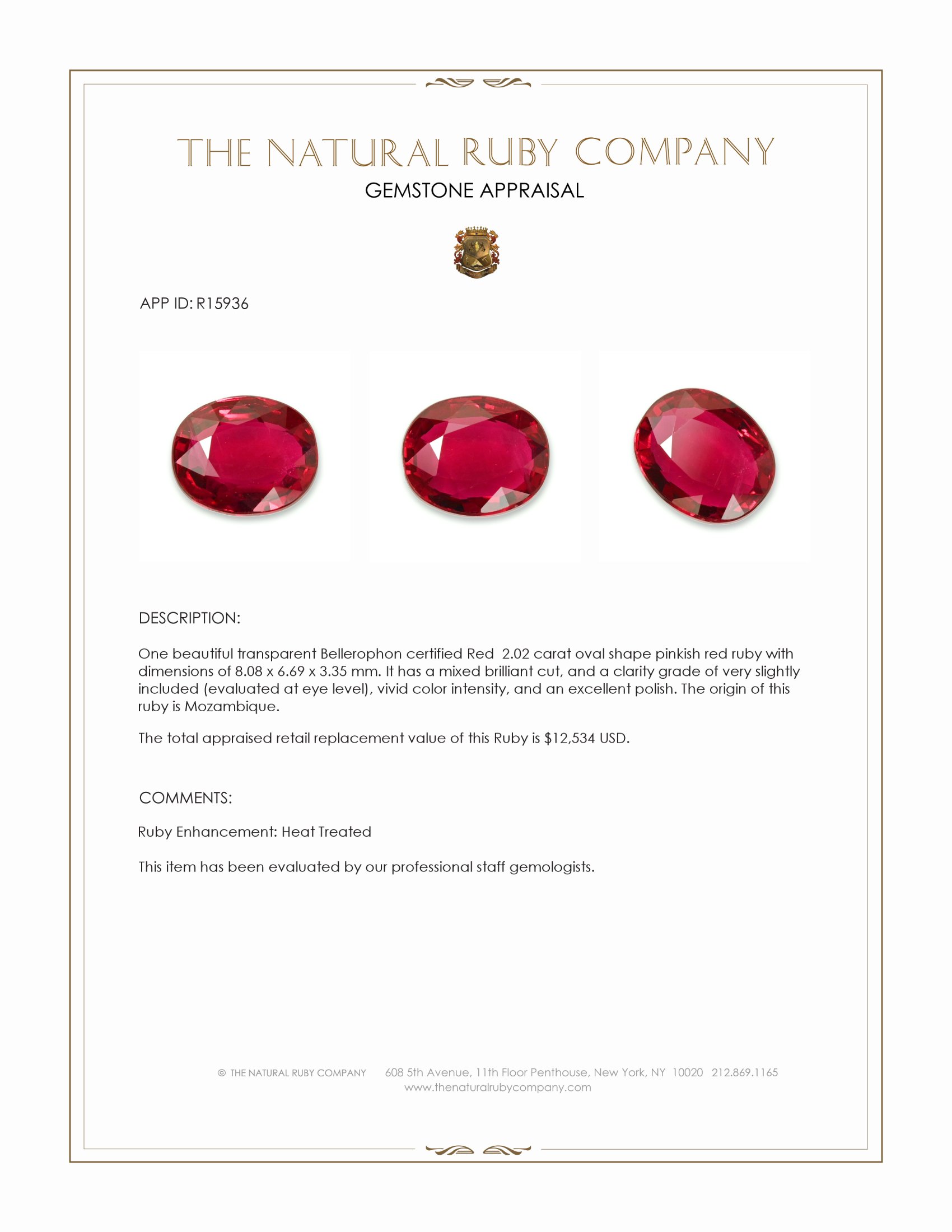 2.02 Ct. Pinkish Red Ruby from Mozambique