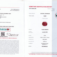 14.25 Ct. Purplish Red Ruby from Mozambique Scan Report