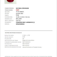 14.25 Ct. Purplish Red Ruby from Mozambique Scan Report