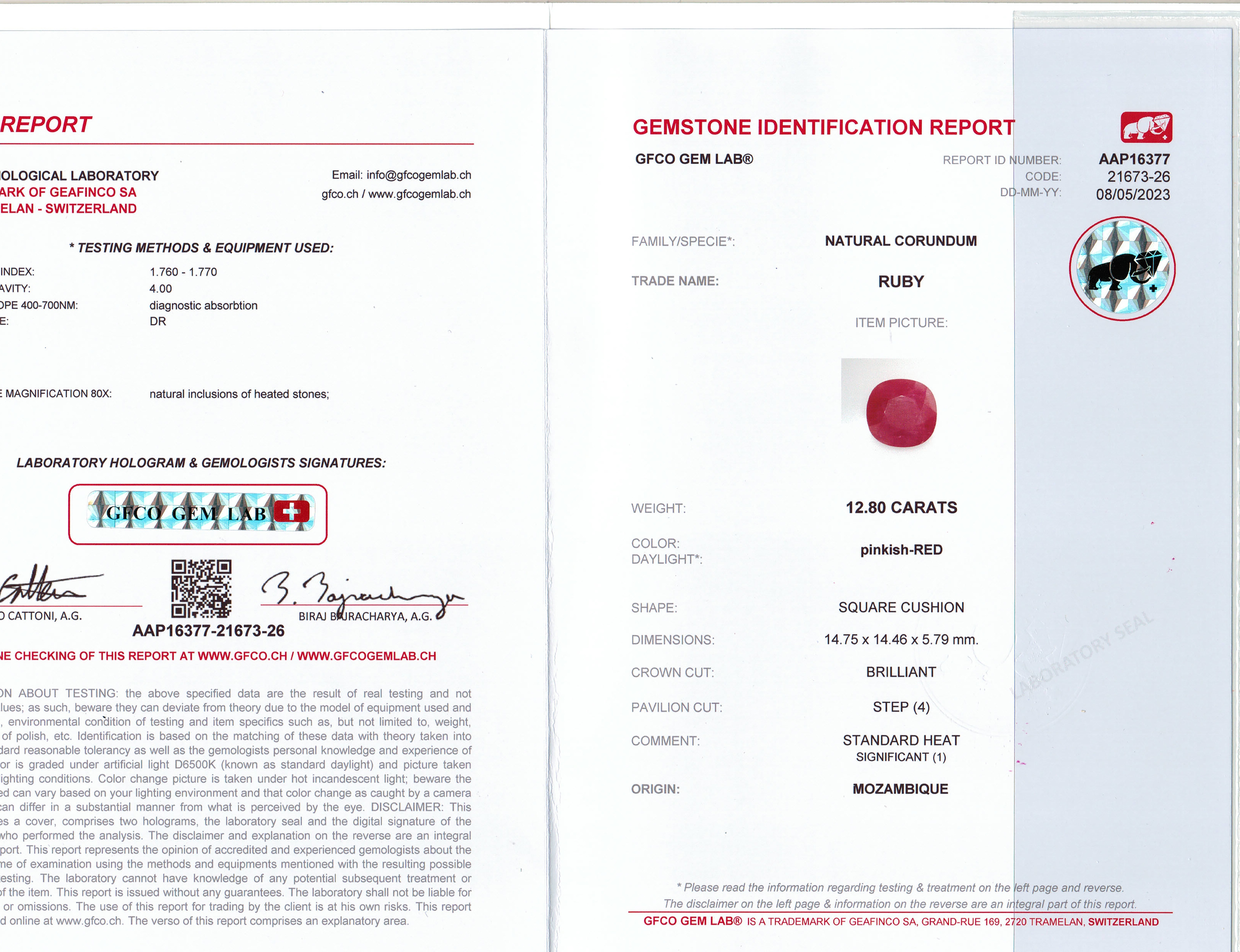 12.80 Ct. Ruby from Mozambique