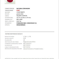 12.80 Ct. Pinkish Red Ruby from Mozambique Scan Report