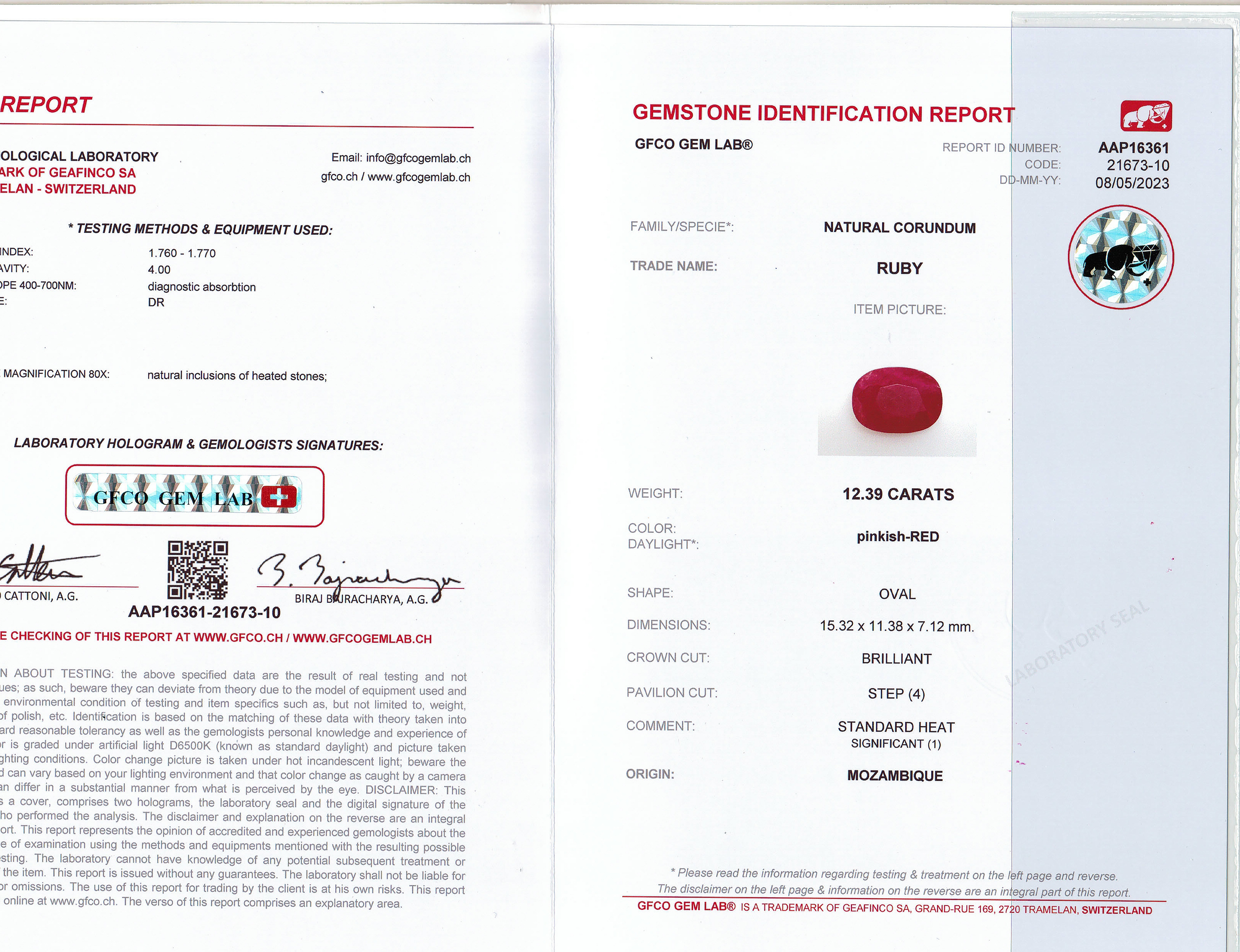 12.39 Ct. Ruby from Mozambique